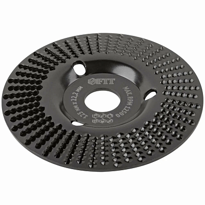 Диск Fit обдирочный по дереву наклонный посадочный диаметр 22,2 мм 125 мм средняя насечка 39525