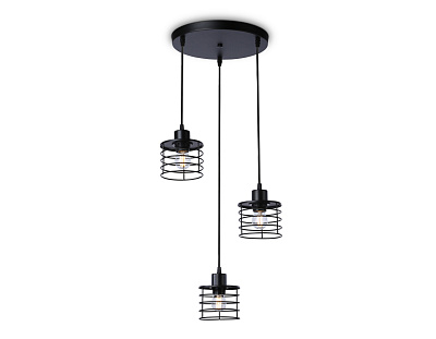 Светильник подвесной Ambrella TR8081/3 BK в стиле лофт черный E27*3 max 40W D372*1170***