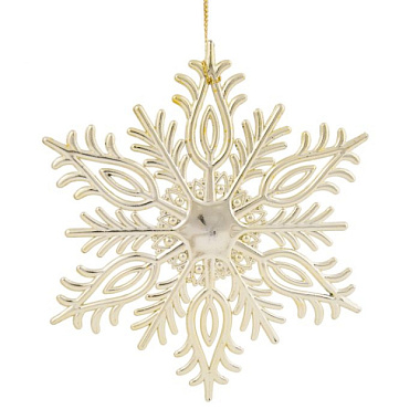 Украшение новогоднее подвесное Феникс-Презент Снежинка резная в золоте 0,2*12,5*14,5 см 89033