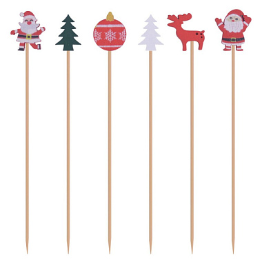 Шпажки для канапе Мультидом Новогодние игрушки 12 см 24 шт BJ2-446