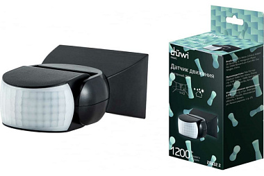 Датчик движения Duwi DD-02 180° 10-900с 12м 1200Вт IP65 черный 25832 2