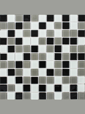 Мозаика Керамоград стеклянная черно-белый 30*30 см 2,5*2,5*0,4 см FA066.070.080