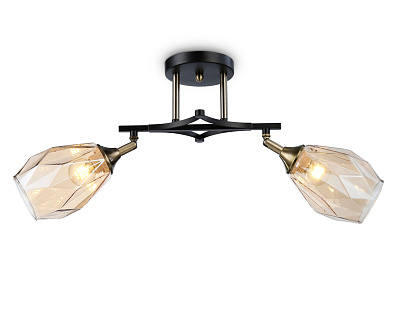 Светильник подвесной Ambrella TR303032/2 SB/BK/TI бронза/черный/янтарь E27/2 max 40W 580*145*280*