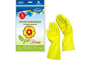 Перчатки Антелла Дина резиновые с хлопком большие L 4949Р