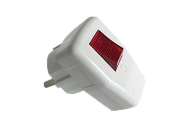 Вилка General угловая с выключателем 16А 250В АБС-пластик земля белая 470516