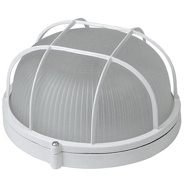 Светильник влагозащищенный 1302 НБП 03-60-002 белый круглый с решеткой 60W E27 IP54 t до 130°C