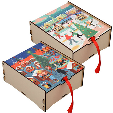 Шкатулка для чайных пакетиков и мелочей Мультидом Зимние города 18*15,5*7,5 см МТ2-144