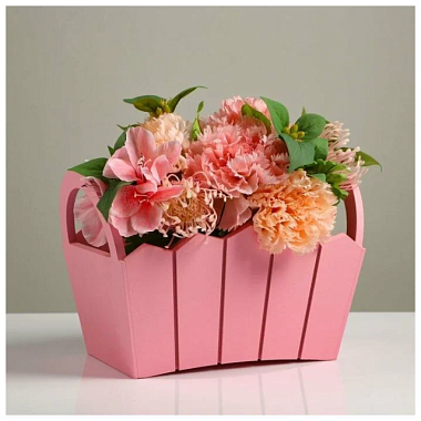 Кашпо Дарим красиво Мария деревянное ручки боковые МДФ розовое 25,5*16,5*17,5 см 5309147