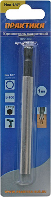 Переходник удлинитель Практика магнитный держатель составной для бит 1/4" 100мм 1шт блистер