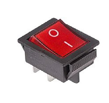Выключатель Duwi  клав. красный с подсветкой 3 контакта 250В 15А ВКЛ-ВЫКЛ RWB-404 SC-791 IRS-101-1C