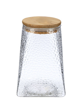 Банка Regent Inox Linea Ciottolo стеклянная с бамбуковой крышкой 950 мл 93-HO-CI-01-950
