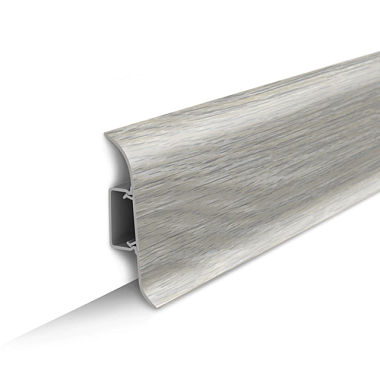 Плинтус Идеал Классик напольный 55 мм с центр планкой Ясень серый 253 2.2 м К-П55п 253 ЯСН СЕР