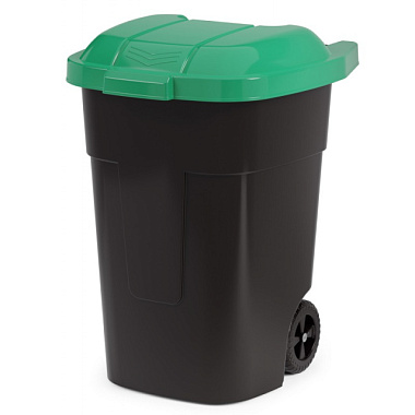 Бак Альтернатива для мусора на колесах черно-зеленый 65 л М4663