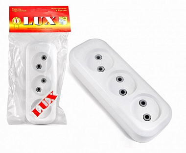 Колодка Lux розетка удлинителя У3-0 3-местная б/заз., 250В 10А