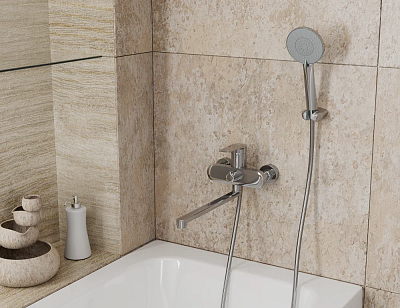 Смеситель D&K Bayern.Fürth для ванны с душем длинный излив хром DA1523301*