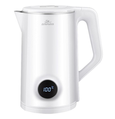 Чайник Добрыня электрический пл/нжс LED дисплей белый 2000 Вт 1,8 л DO-1265