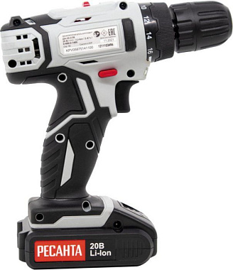 Дрель-шуруповерт Ресанта ДА-20-2ЛК аккумуляторная 2,0 А/ч 75/14/11