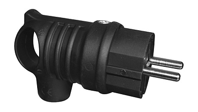 Вилка Bemis BK1-1402-2021 кабельная с крючком каучуковая чёрная 220В 16А с з/к IP44***