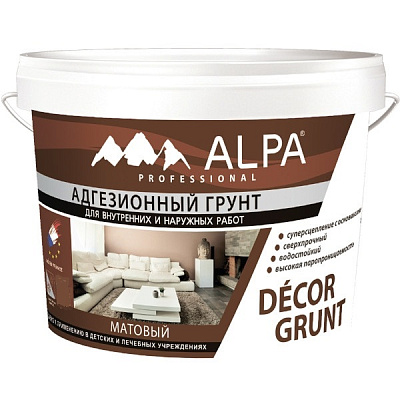 Грунт Alpa Decor Grunt для внутренних и наружних работ адгезионный 3,46 кг