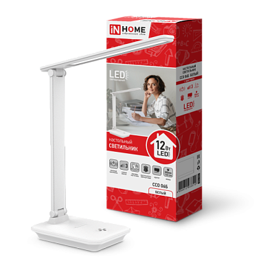Светильник настольный In Home светодиодный сенсор подст под телефон Белый ССО 06Б 12Вт 600Лм 