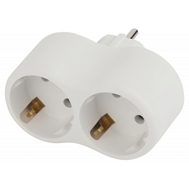 Разветвитель Эра электрический SPx-2e-W на 2 розетки с заземлением 16А белый