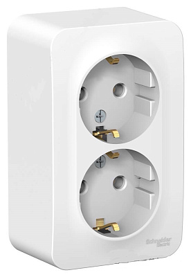 Розетка Schneider Electric Blanca наружная двойная с заземлением без шторок изол.пл 16А 250В белый