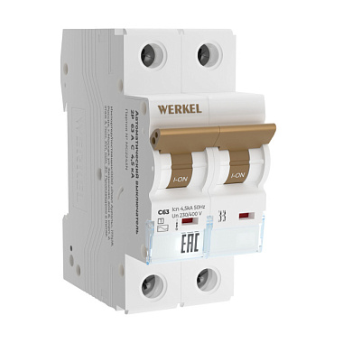 Выключатель Werkel автоматический 2P 63 A C 4,5 kА W902P634