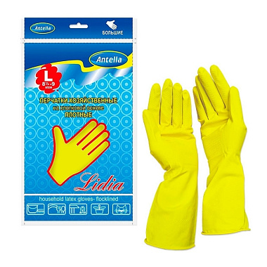 Перчатки Антелла Лидия резиновые с хлопком малые L 1460Р