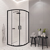 Душевое ограждение Eva Gold EG4B полукруг профиль черный матовый прозрачное стекло 90*90 см EG220033
