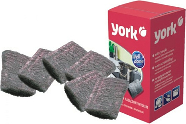 Губка York для посуды металлическая с пропиткой 6 шт 005010