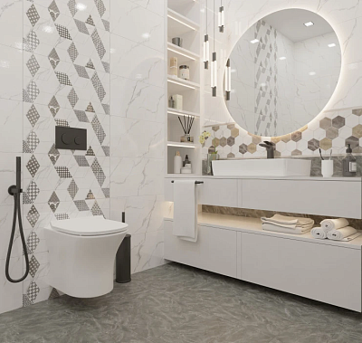 Плитка настенная Тянь-Шань Керамик Дамон белый 30*60 см 1,8 м2 TP3628A з