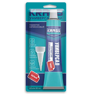 Герметик Krass универсальный силиконовый белый 80 мл 9593345