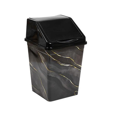 Ведро Violet Черный мрамор для мусора с подвижной крышкой квадратное 16 л 941657