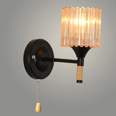 Бра Росток XA1689B/1W BK+WOOD черный 1*60W E27 d190 h185 HN25 988391410