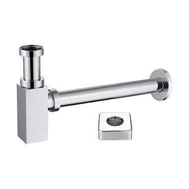 Сифон Azario для умывальника G 1 1/4 без выпуска квадрат латунь хром AZ-109-CHR