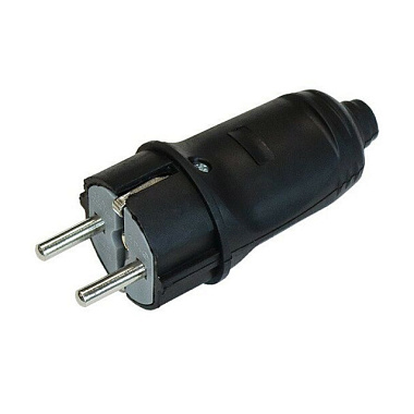 Вилка 1-2.Sale прямая каучук черный 2P+PE 1*16А 220-240V IP44 Е1М 874327