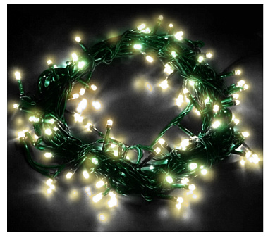 Гирлянда Феникс-Презент 100 LED ламп теплый белый 8 режимов питание от сети 10 м 92818