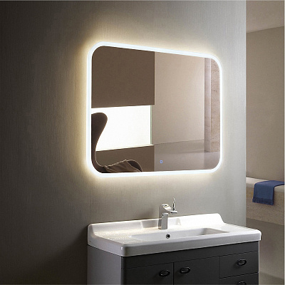 Зеркало LED Континент Demure с часами 800*600 мм