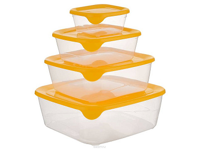 Набор контейнеров квадратных Curver Fresh & Go для СВЧ 4 шт 0,25+0,8+1,7+2,9 л 007