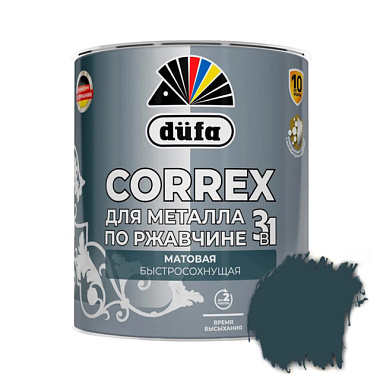 Грунт-эмаль Dufa Correx по ржавчине 3 в 1 матовая графитовый серый RAL-7024 0,75 л