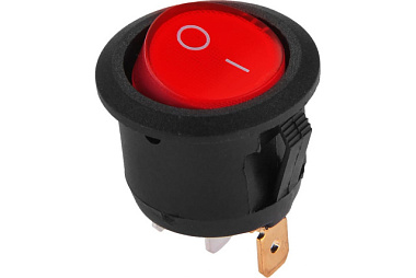 Выключатель Duwi  клав. круглый 250V 6А (3с) ON-OFF красный с подсветкой  RWB-214 SC-214 MIRS-101-8