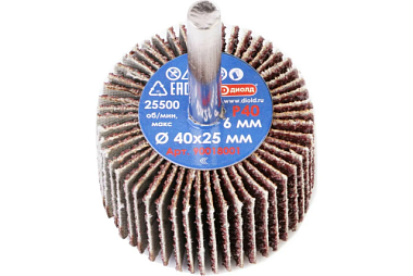 Круг Диолд лепестковый абразивный радиальный d 40*25 мм хвостовик d 6 мм P40 90018001