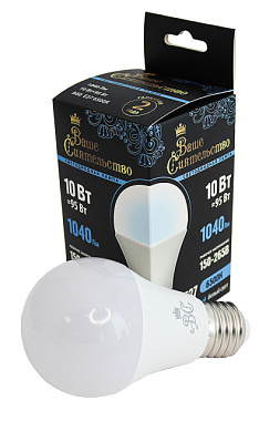 Лампа светодиодная Ваше Сиятельство ЛОН A60 E27 10W 1040lm 6500K 6K 108*60 матов пласт/алюм cz86697