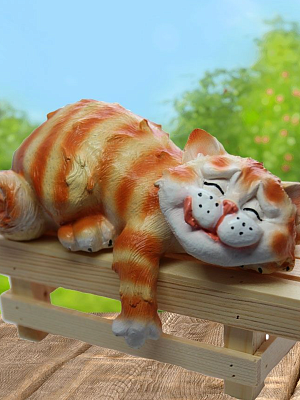 Садовая фигура Кот спящий на лавочке 12287