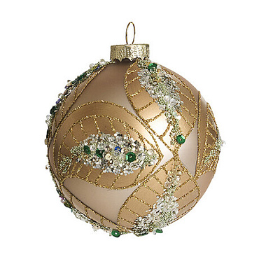 Шар Holiday Classics Лиственный узор золотой матовый стекло 8 см GY559