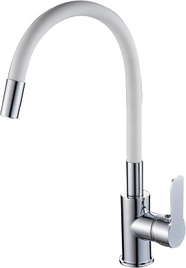 Смеситель Rush Siple для кухонной мойки с гибким изливом белый SI7335-60White