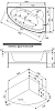 Ванна Bas Sagra акриловая на раме левая без панели 160*100 см 21060