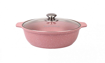 Кастрюля-жаровня Kukmara Trendy style rose антипригарная литая со стеклянной крышкой 3 л ж31tsr