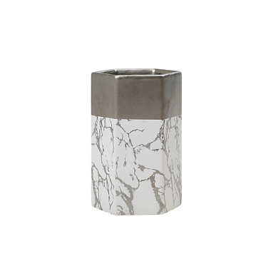 Ваза Вещицы Геометрия декоративная мраморный металлический 100*90*150 мм Cha24