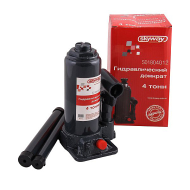 Домкрат Skyway бутылочный гидравлический 4т с клапаном в коробке+сумка 180-350 мм S01804012